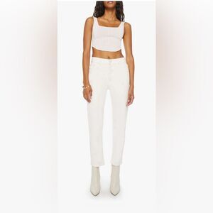 MOTHER White Ankle-Length Cropped Jeans